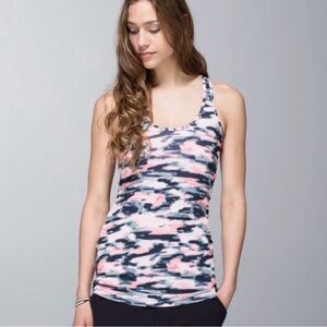 Colorful Camo Pink, Black, & Grey Fitness Racerback Tan Top